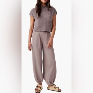 Free People Free-ya Short Sleeve Sweater and Pants Set- size Large